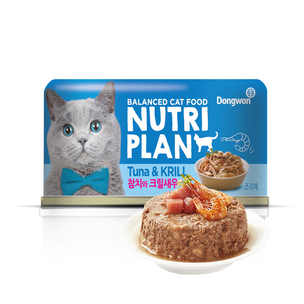 동원 뉴트리플랜 고양이캔 흰살 참치 크릴새우 160g 길냥이 길고양이캔 통조림 습식 - 메인 이미지