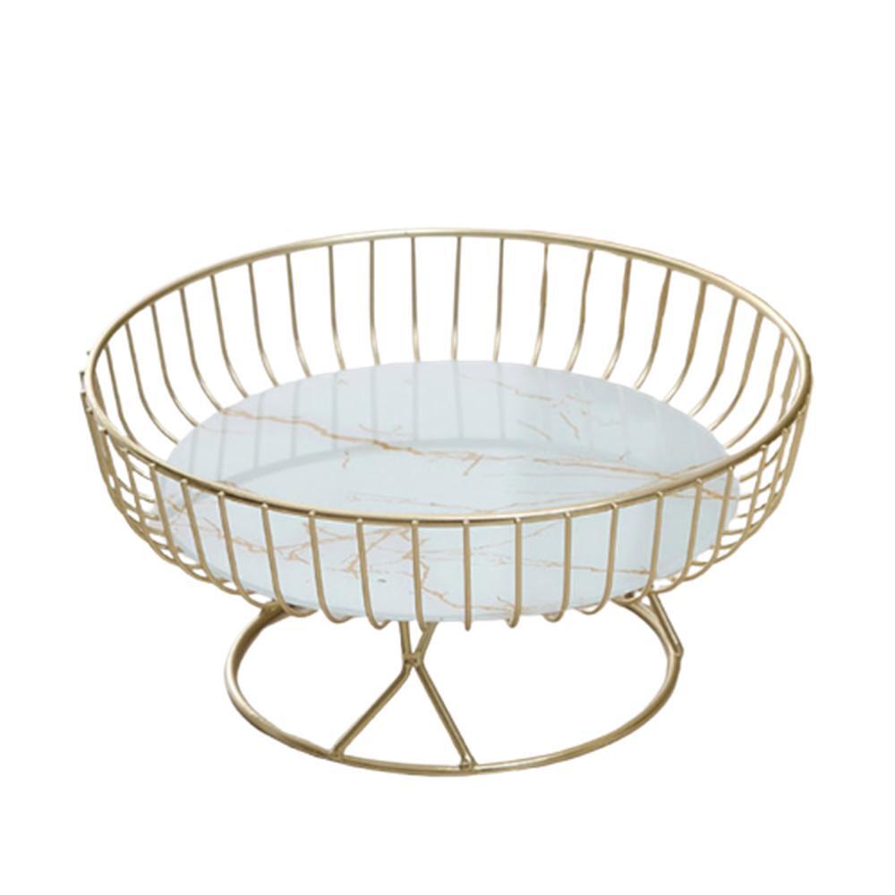 과일트레이 바스켓 원형 철제프레임 높은 타입 대형 27cm x 13cm, 1개