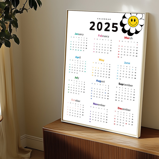 2025년 달력 벽걸이 캘린더 인테리어 액자 빈티지 스마일 포스터 - 상세 이미지 5