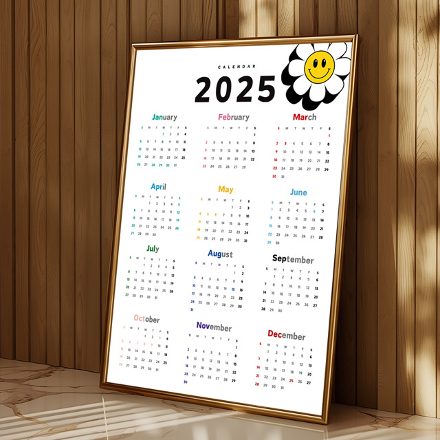 2025년 달력 벽걸이 캘린더 인테리어 액자 빈티지 스마일 포스터 이미지 7