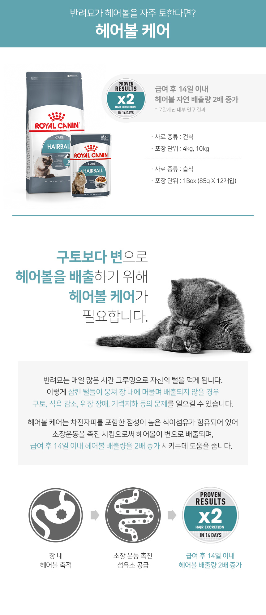 로얄캐닌 캣 라이트웨이트 유리너리 다이제스티브 헤어볼 덴탈 헤어앤스킨 건강케어 고양이사료 - 상세 이미지 5