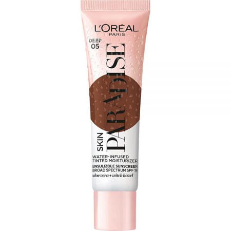 [해외]로레알 L'Oreal Paris Skin Paradise 워터인퓨즈드 틴티드 모이스처라이저 광범위한 스펙트럼 SPF 19 자외선 차단제. 최대 24시간 수분 공급 산뜻하고