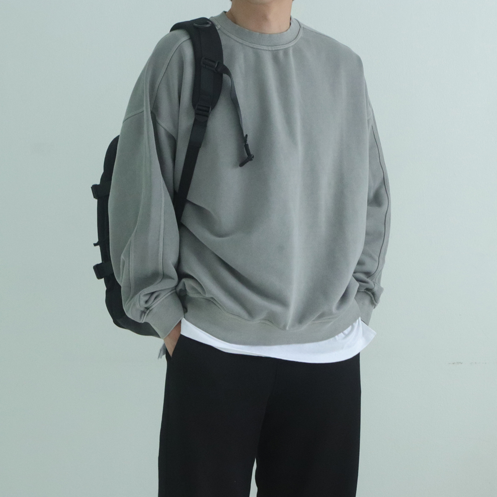 남자 피그먼트 맨투맨 오버핏 빅사이즈 커플 남자 맨투맨