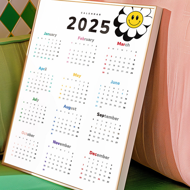2025년 달력 벽걸이 캘린더 인테리어 액자 빈티지 스마일 포스터 - 상세 이미지 4
