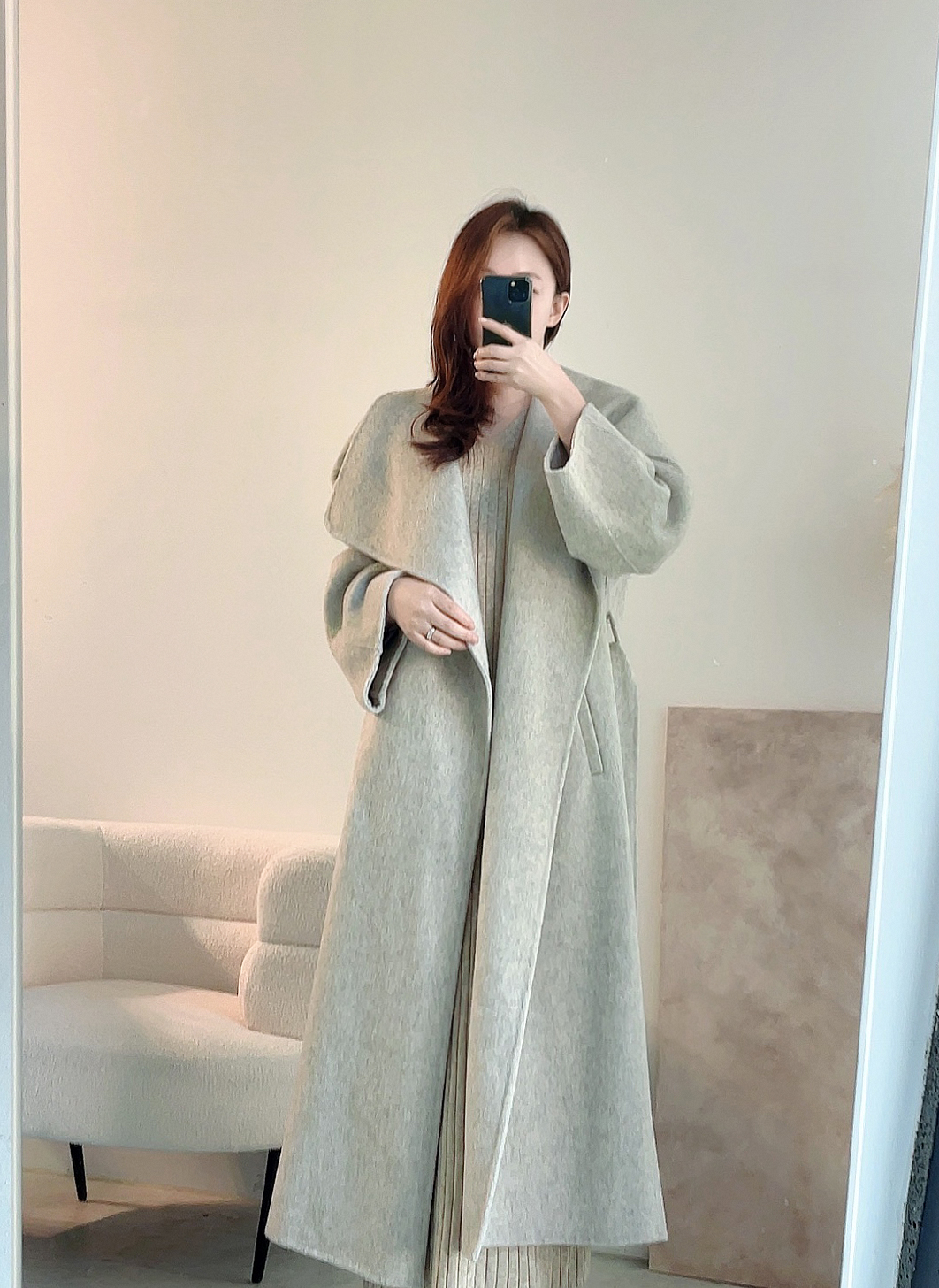 유어룸 르쥬 숄더 카라 핸드메이드 롱 코트 상세 이미지 9