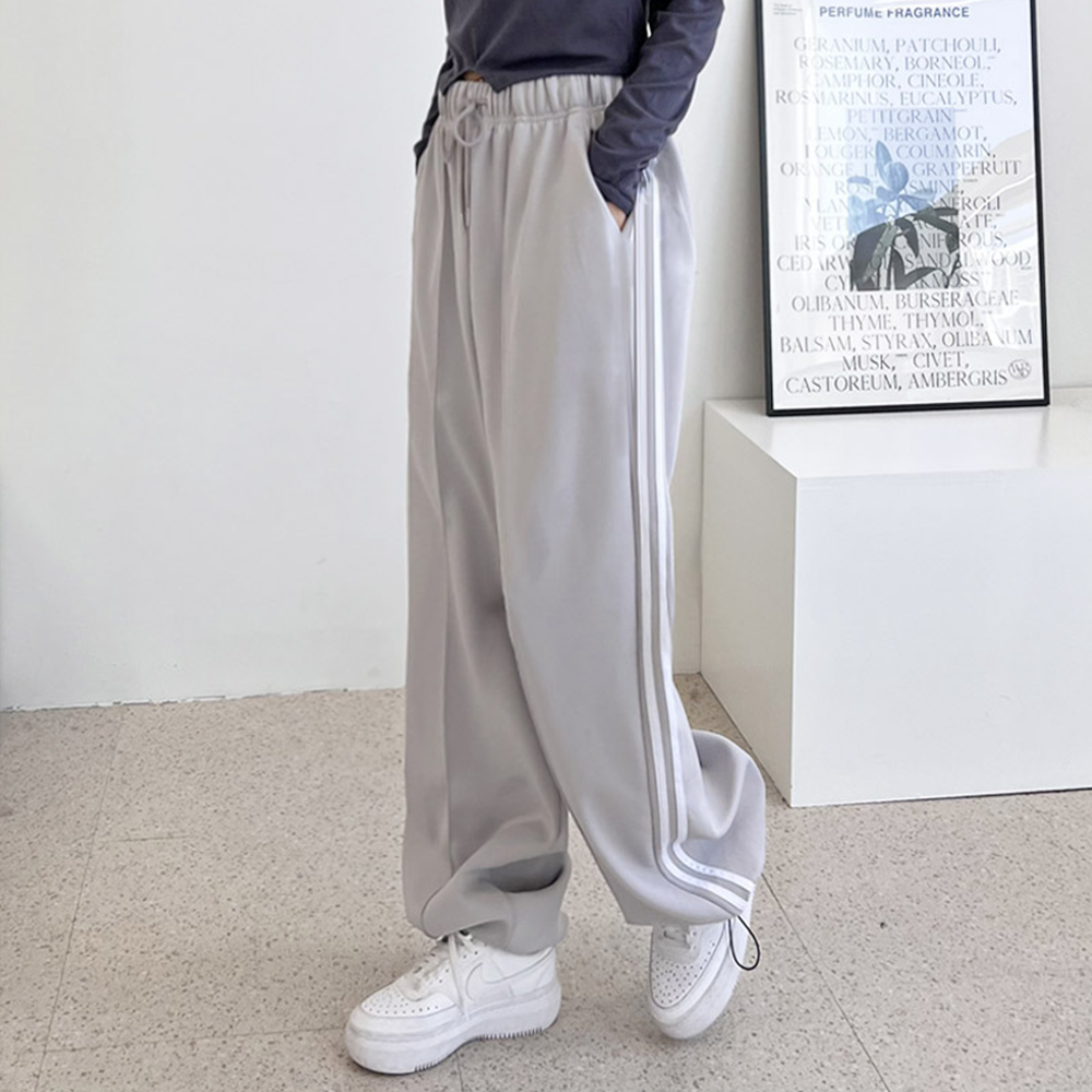 통큰바지 여자 통넓은 오버핏 루즈핏 와이드 트레이닝 트랙팬츠 - 상세 이미지 4