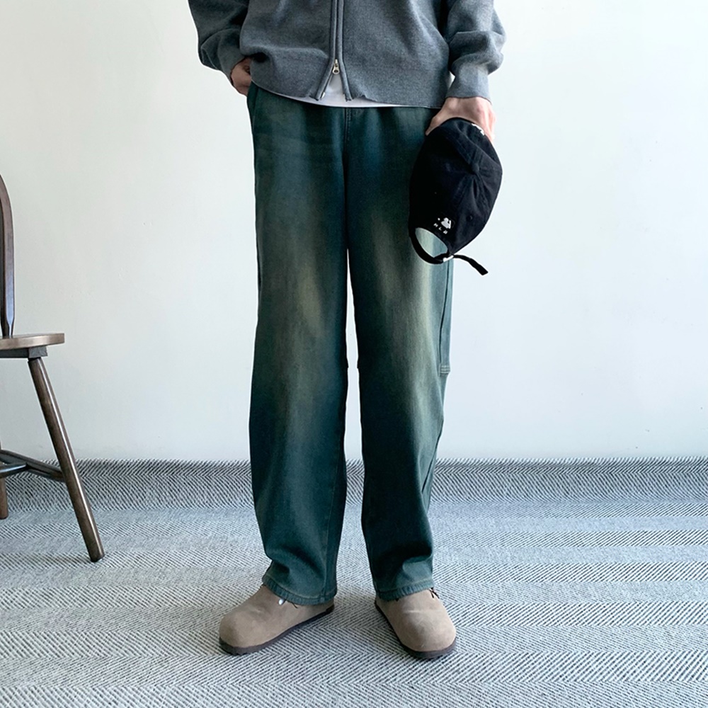 벌룬데님 남성기모청바지 남자와이드청바지 남자블랙진 - 상세 이미지 4