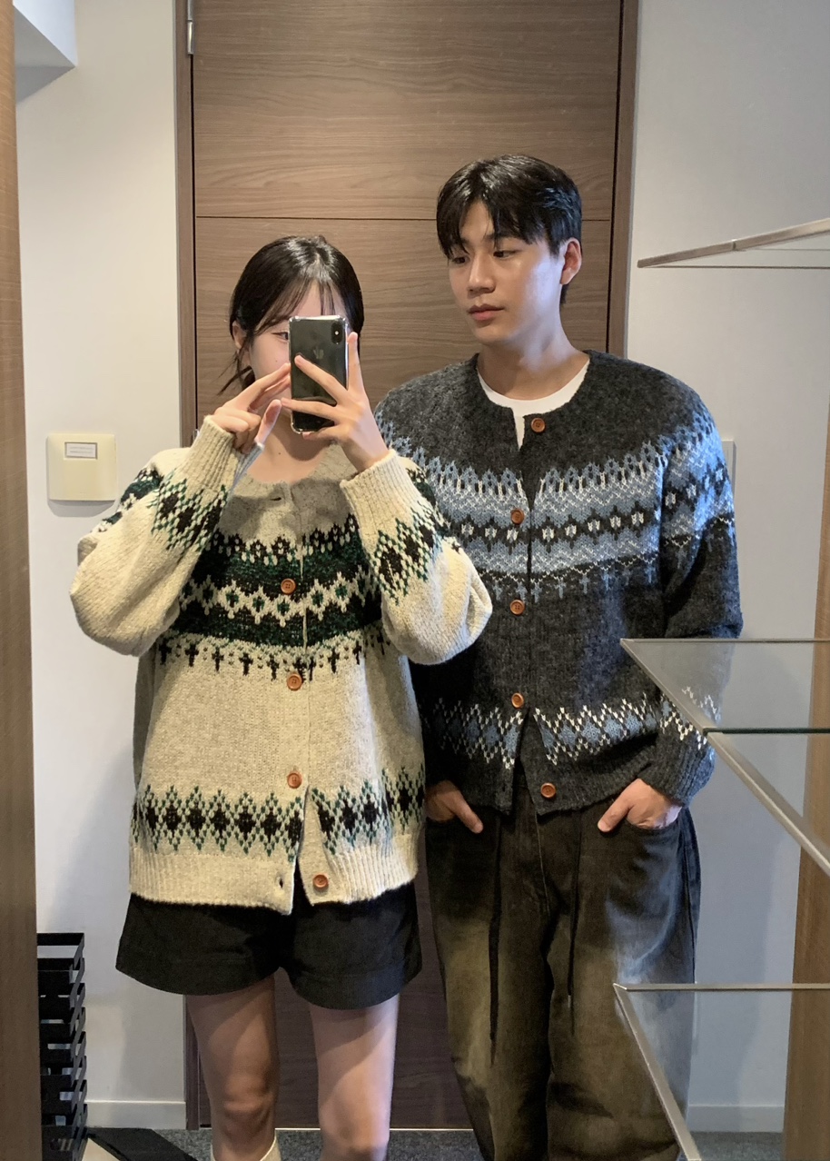 러븐 남녀공용 노르딕 라운드 니트 가디건 (3color) 상세 이미지 2