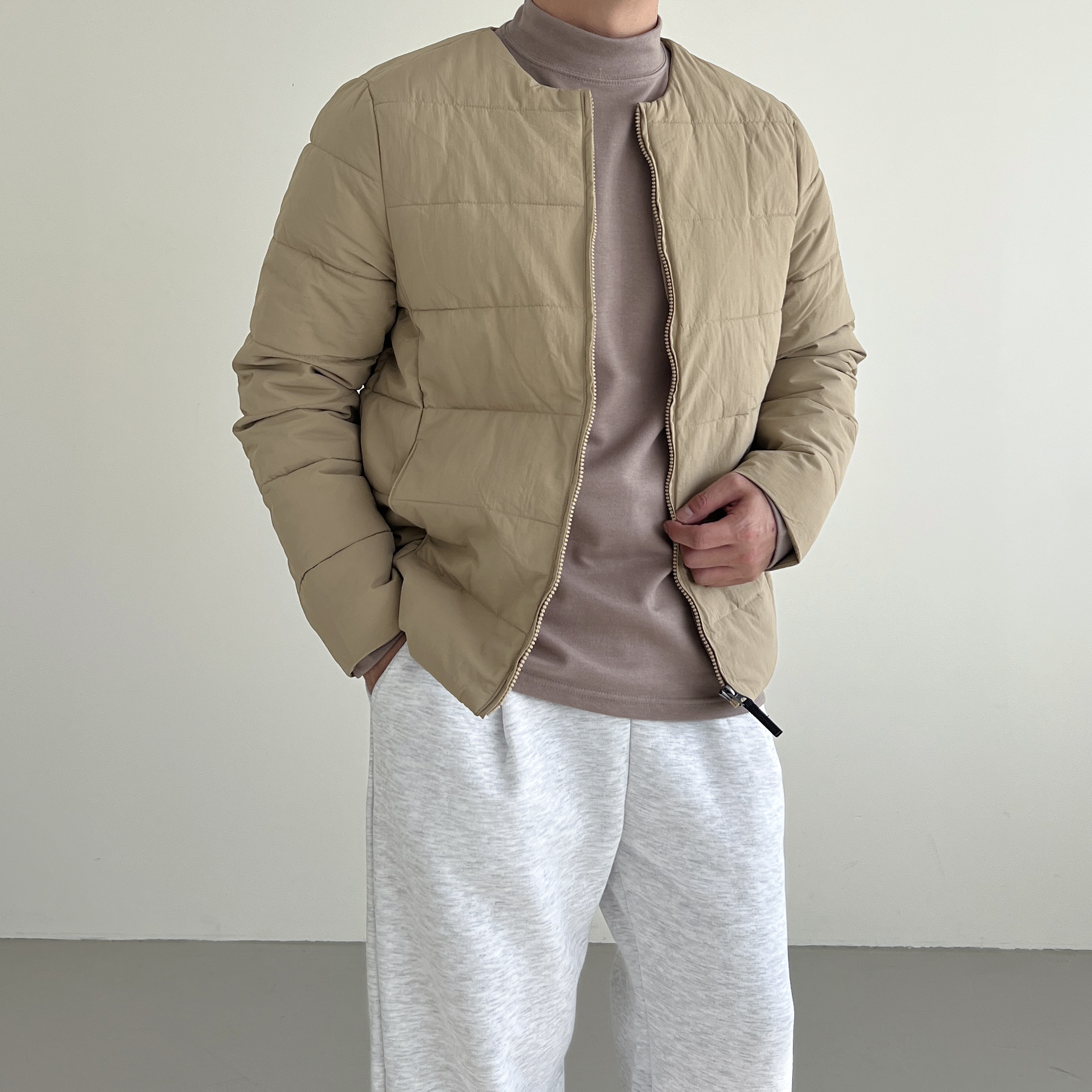 남자경량패딩 초경량패딩 u넥 숏패딩 - 상세 이미지 5