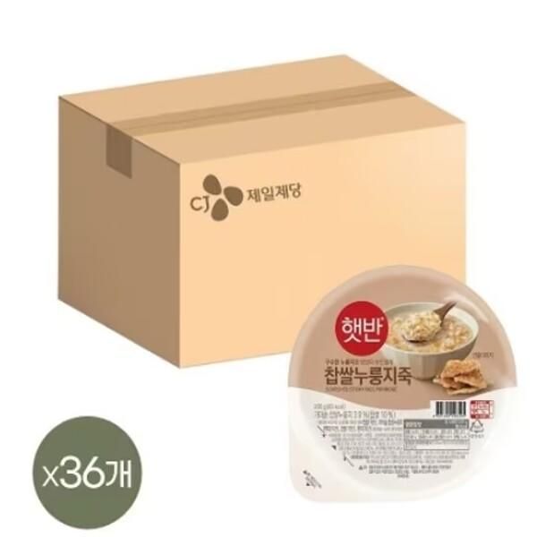 속이 편한 햇반 찹쌀 누룽지죽 36개 : 솔라팜