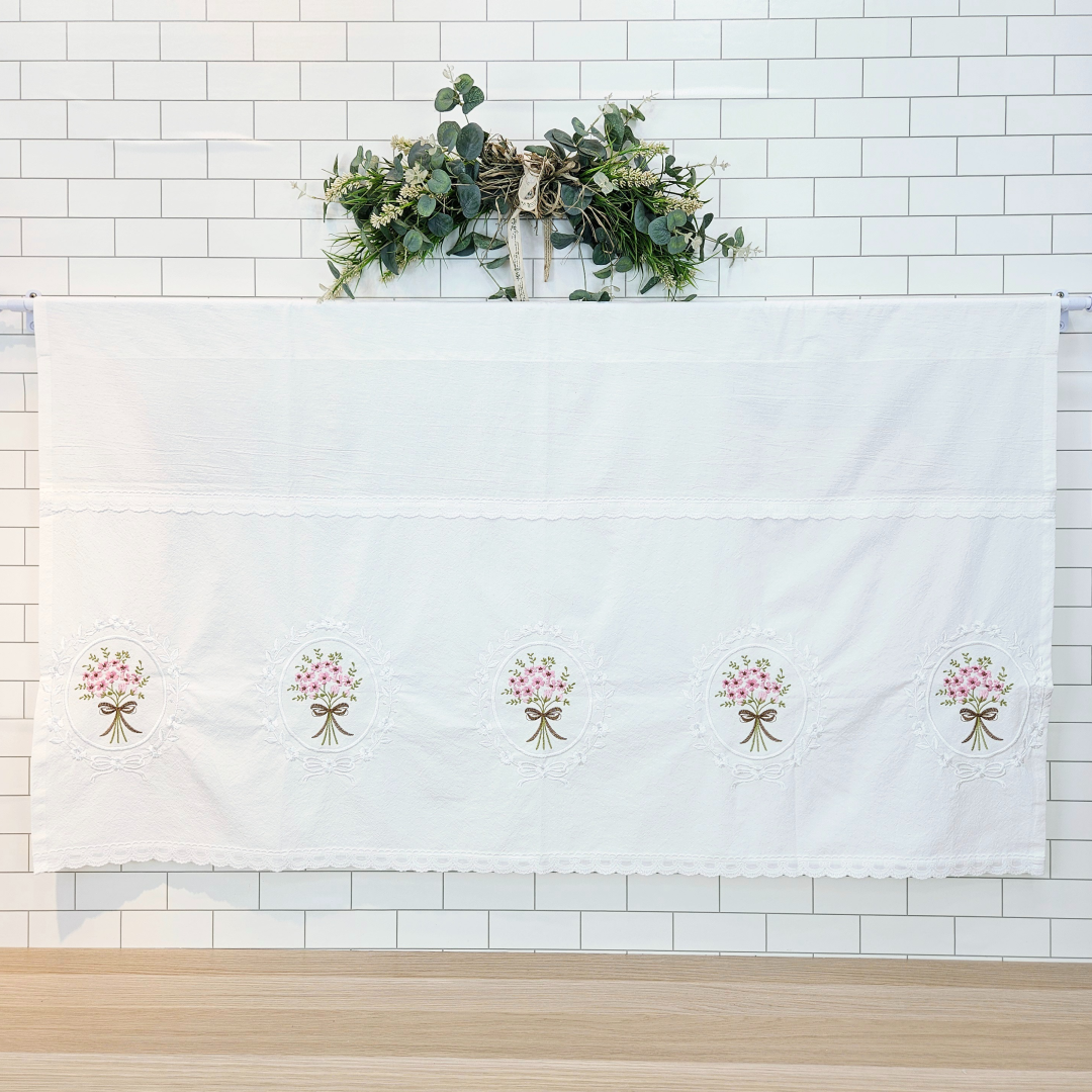 [바란스커튼] 주방 창문 커튼 광목 자수 가리개 70cm 홈수니