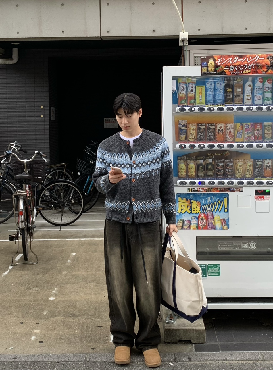 러븐 남녀공용 노르딕 라운드 니트 가디건 (3color) 상세 이미지 20
