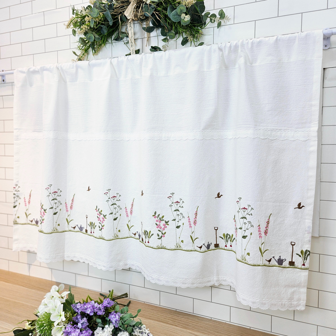 [바란스커튼] 주방 창문 커튼 광목 자수 가리개 70cm 홈수니