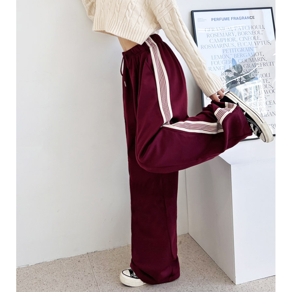와이드트랙팬츠 여성 통큰 통넓은 츄리닝 트레이닝 스트링 바지 - 상세 이미지 3
