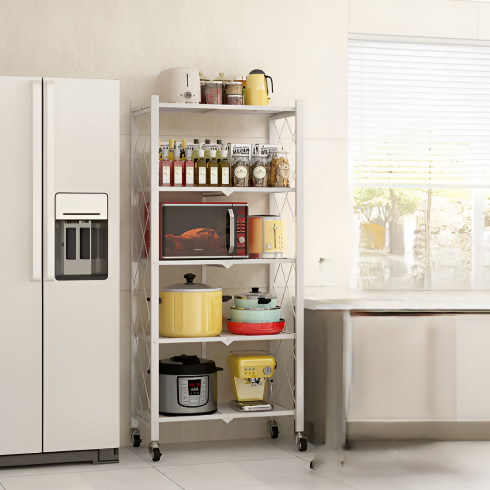 렌지대 전자렌지 선반 수납장 밥솥 다이 밥솥장 거치대 폴딩 5단