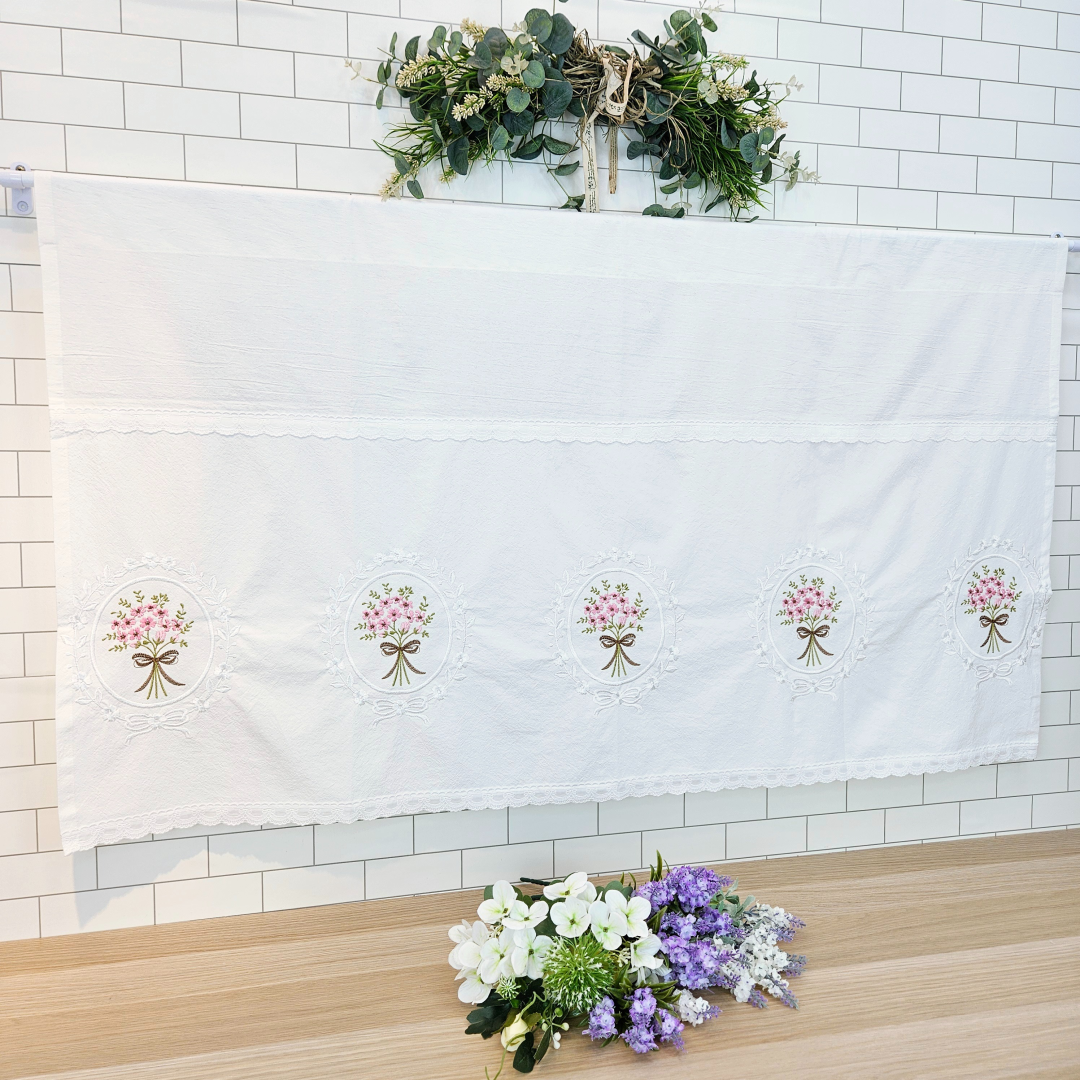 [바란스커튼] 주방 창문 커튼 광목 자수 가리개 70cm 홈수니