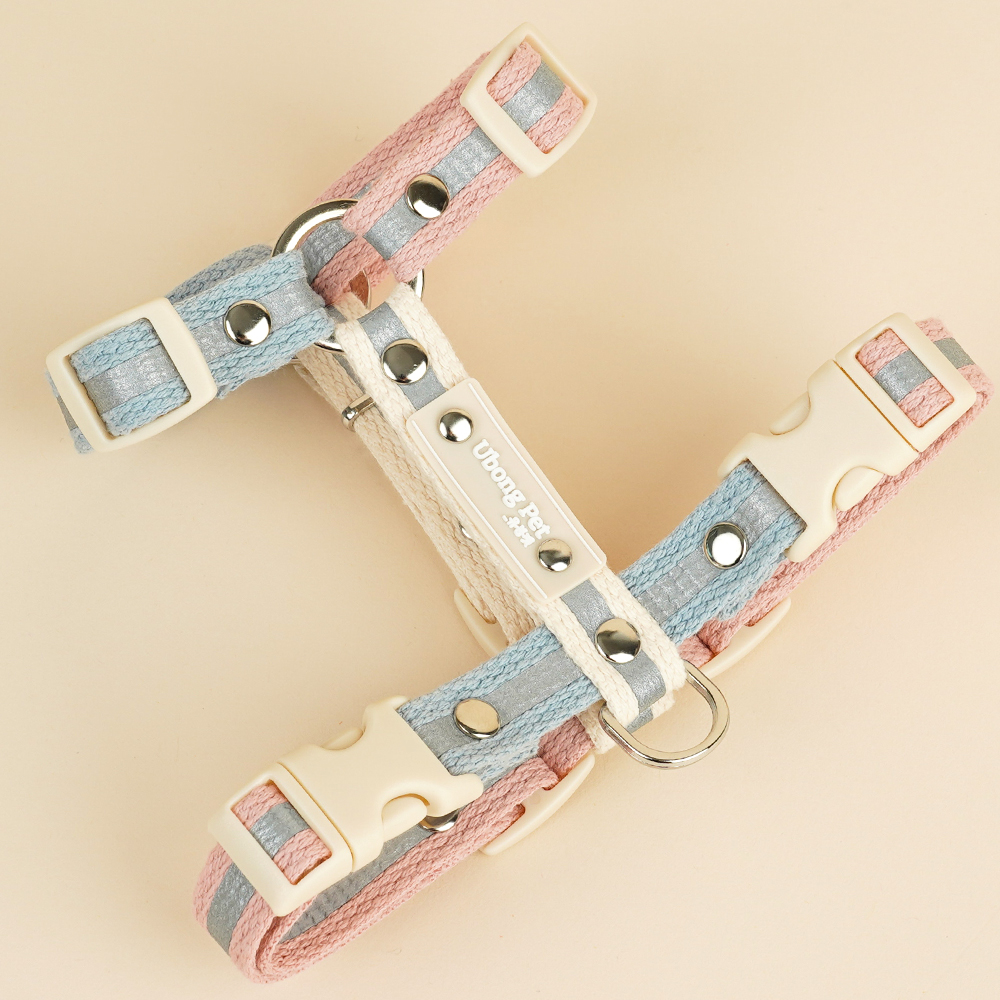 [강아지의날] 이름각인 야간반사 앞섬방지 H형 강아지 하네스 가슴줄 이미지 2