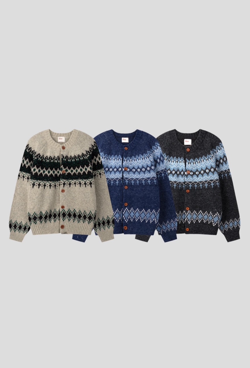 러븐 남녀공용 노르딕 라운드 니트 가디건 (3color) 상세 이미지 23
