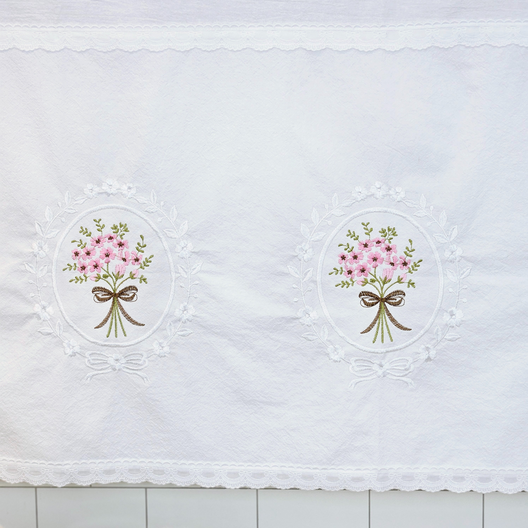 [바란스커튼] 주방 창문 커튼 광목 자수 가리개 70cm 홈수니