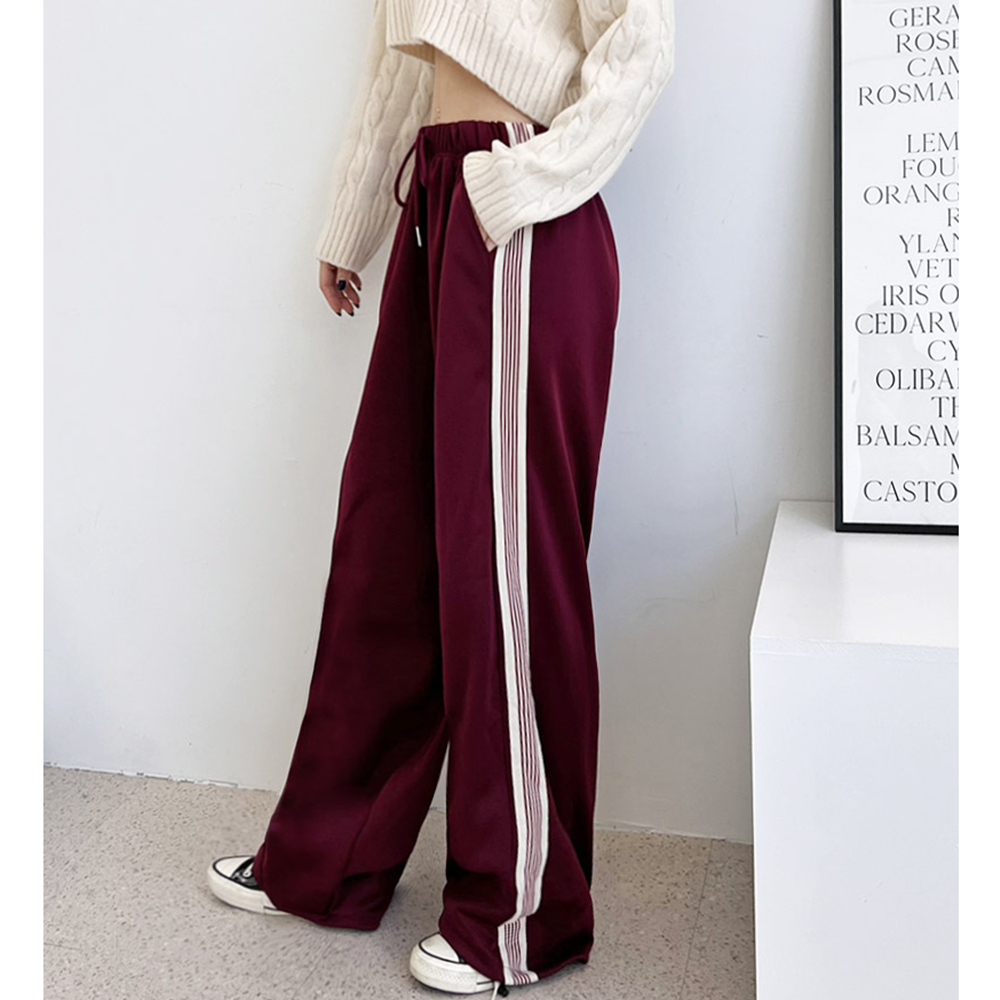 와이드트랙팬츠 여성 통큰 통넓은 츄리닝 트레이닝 스트링 바지 - 상세 이미지 5