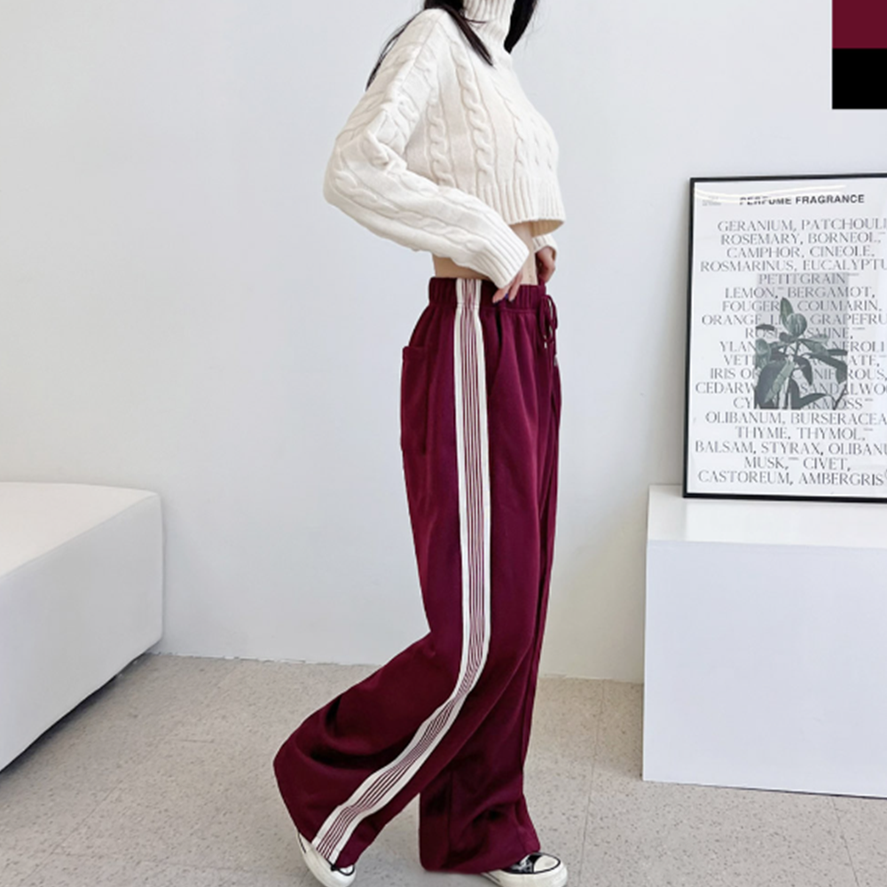 와이드트랙팬츠 여성 통큰 통넓은 츄리닝 트레이닝 스트링 바지 - 상세 이미지 2