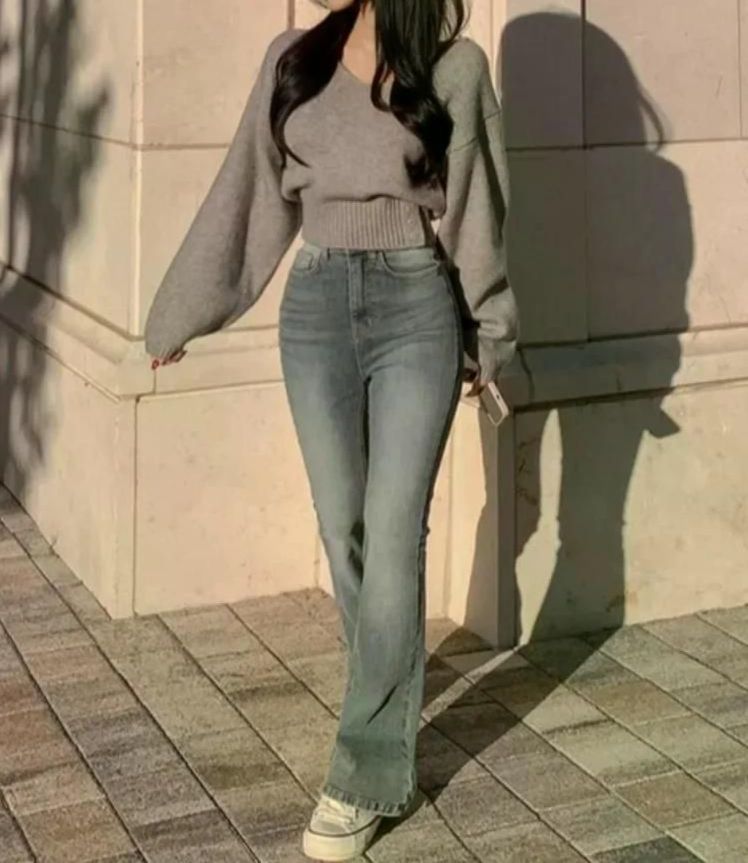 여성 우아한 브이넥 슬리밍 니트 풀오버 스웨터 케이블 울 겨울 라운드 루즈핏 베이지 - 상세 이미지 5