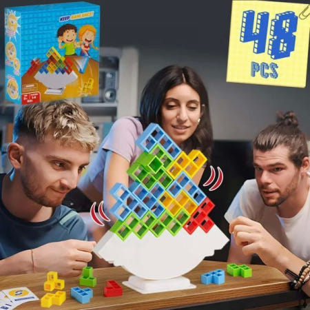 높은 러시아 빌딩 블록 쌓기 벽돌 장난감 밸런스 게임 스윙 데스크탑 48 16 blocks with base