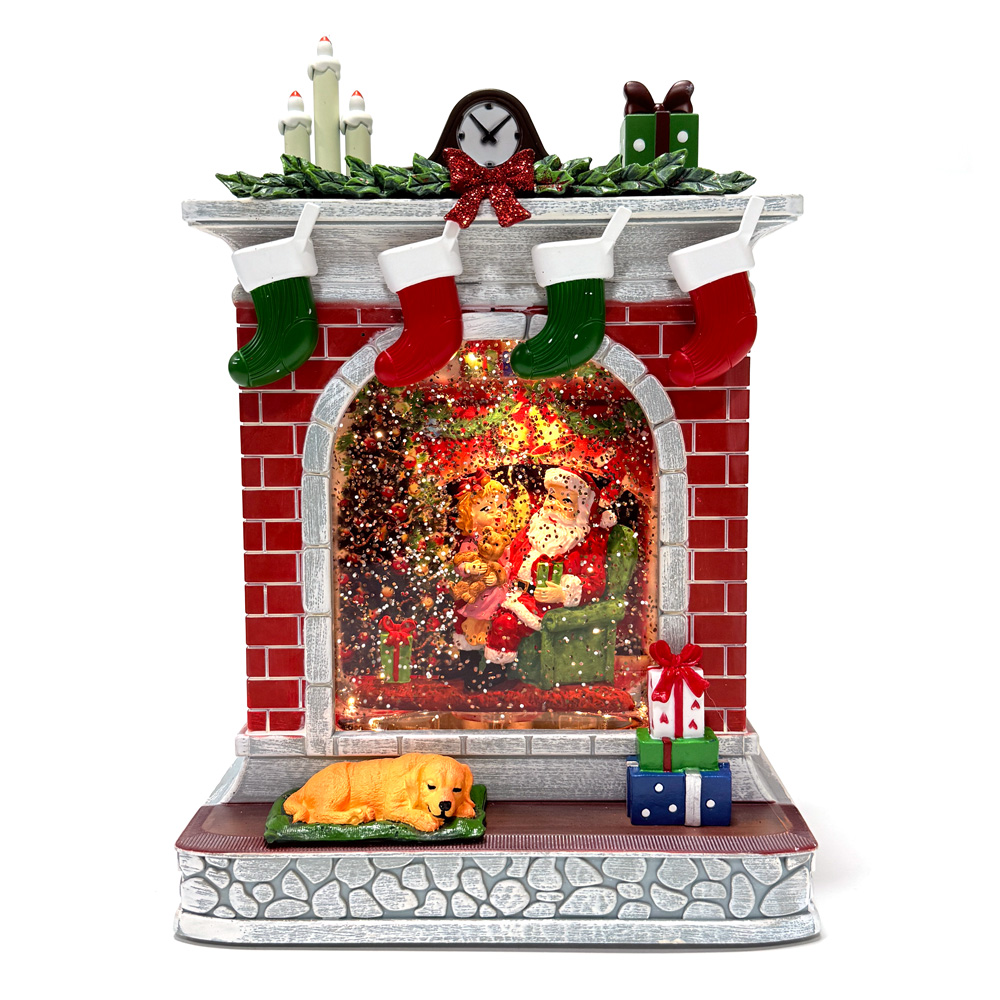 2024 크리스마스 오르골 선물 워터볼 LED 스노우볼 무드등 장식 벽난로레드