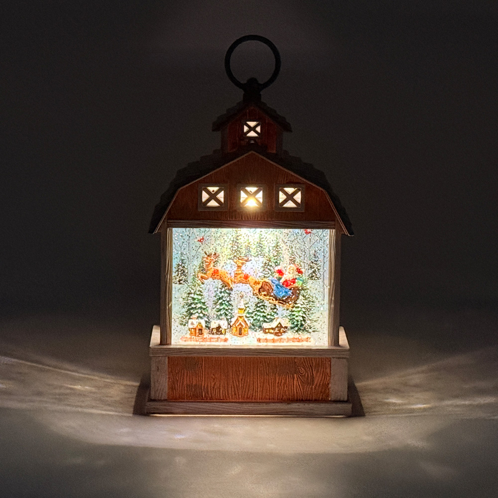 크리스마스 오르골 선물 워터볼 LED 스노우볼 무드등 장식 벽난로레드