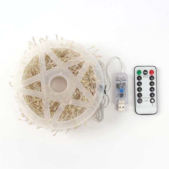 타이머 USB 크리스마스전등 트리 지네조명 LED와이어전구 1000구 25m 실버선