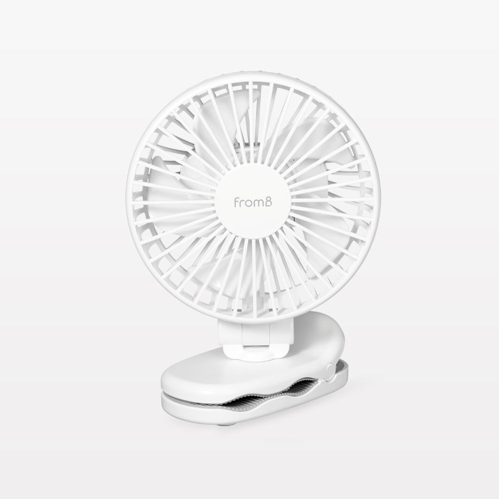 프롬비 쿨브리즈 클립형 집게형 미니 무선 휴대용 사무실 책상용 선풍기 화이트 제품 이미지