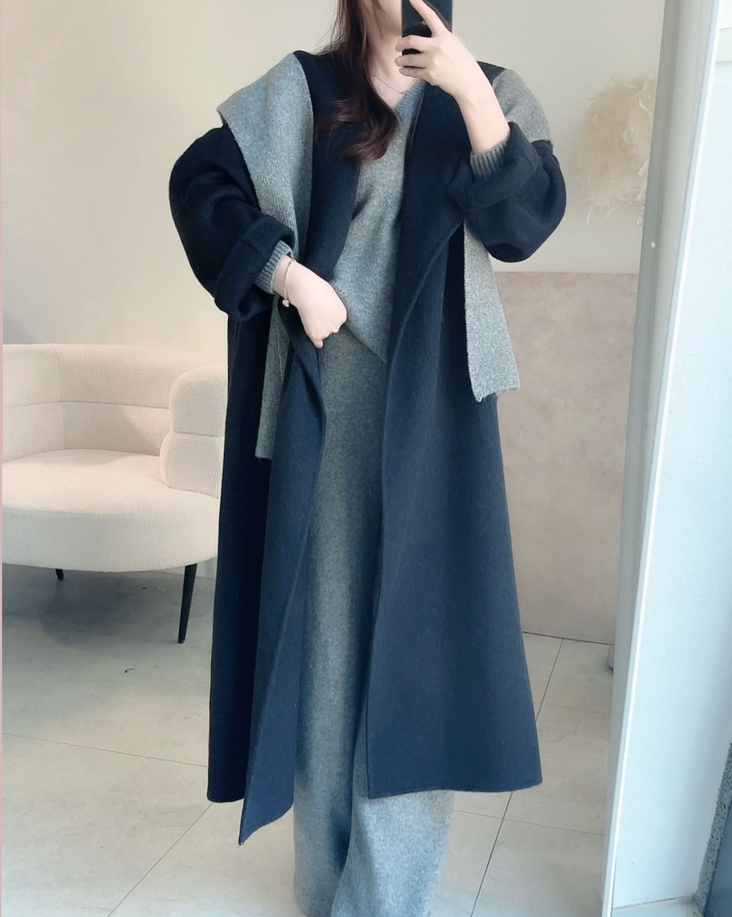 유어룸 르쥬 숄더 카라 핸드메이드 롱 코트 상세 이미지 27
