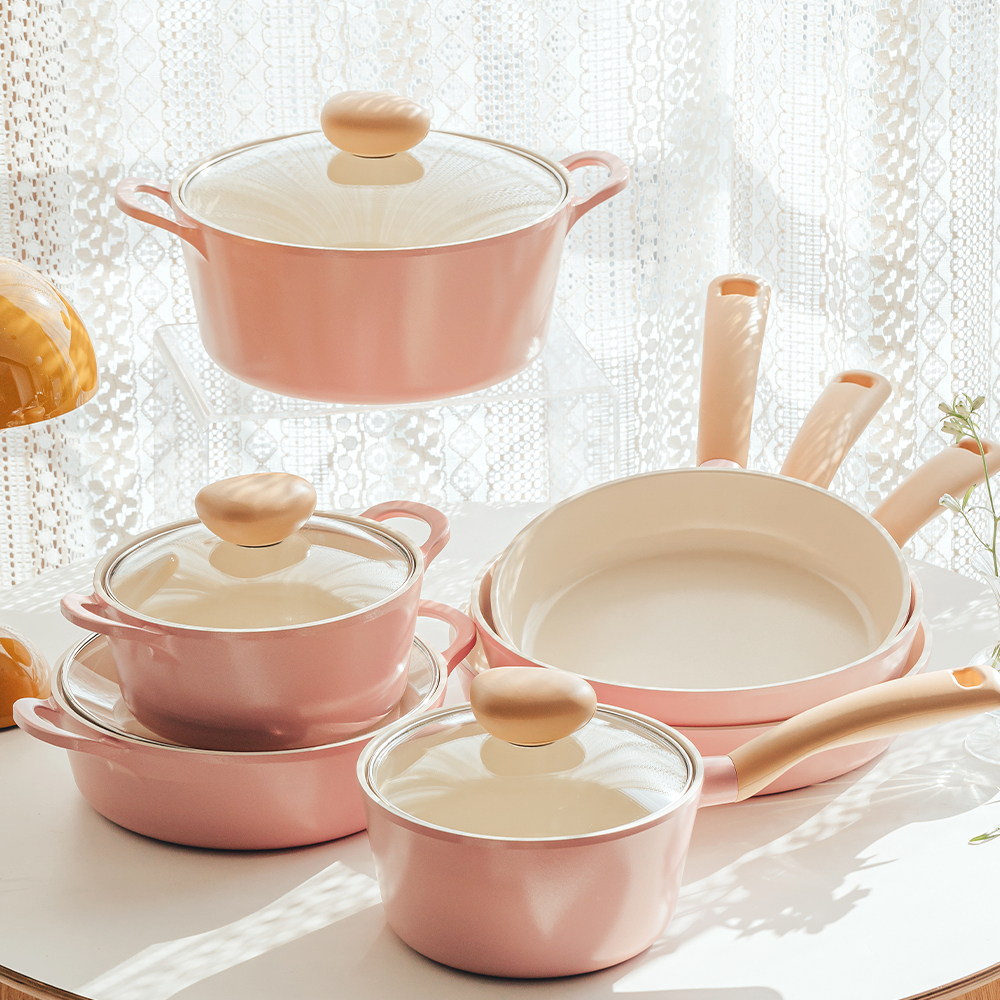 네오플램 레트로 냄비 3종 세트 베이비핑크 가스레인지용