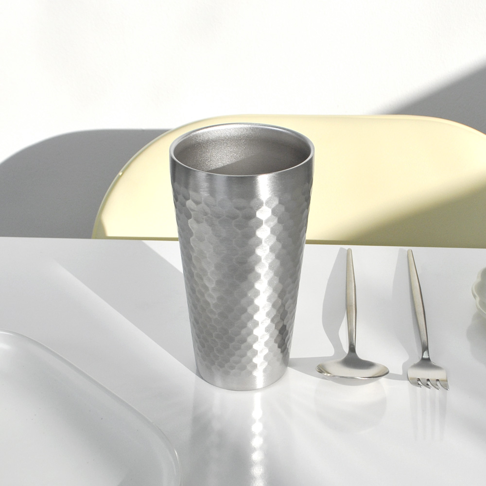 스텐 벌집 이중 스텐 컵 물컵 캠핑 맥주컵 보냉 업소용 스테인레스 304 550ml, 1개 - 상세 이미지 3