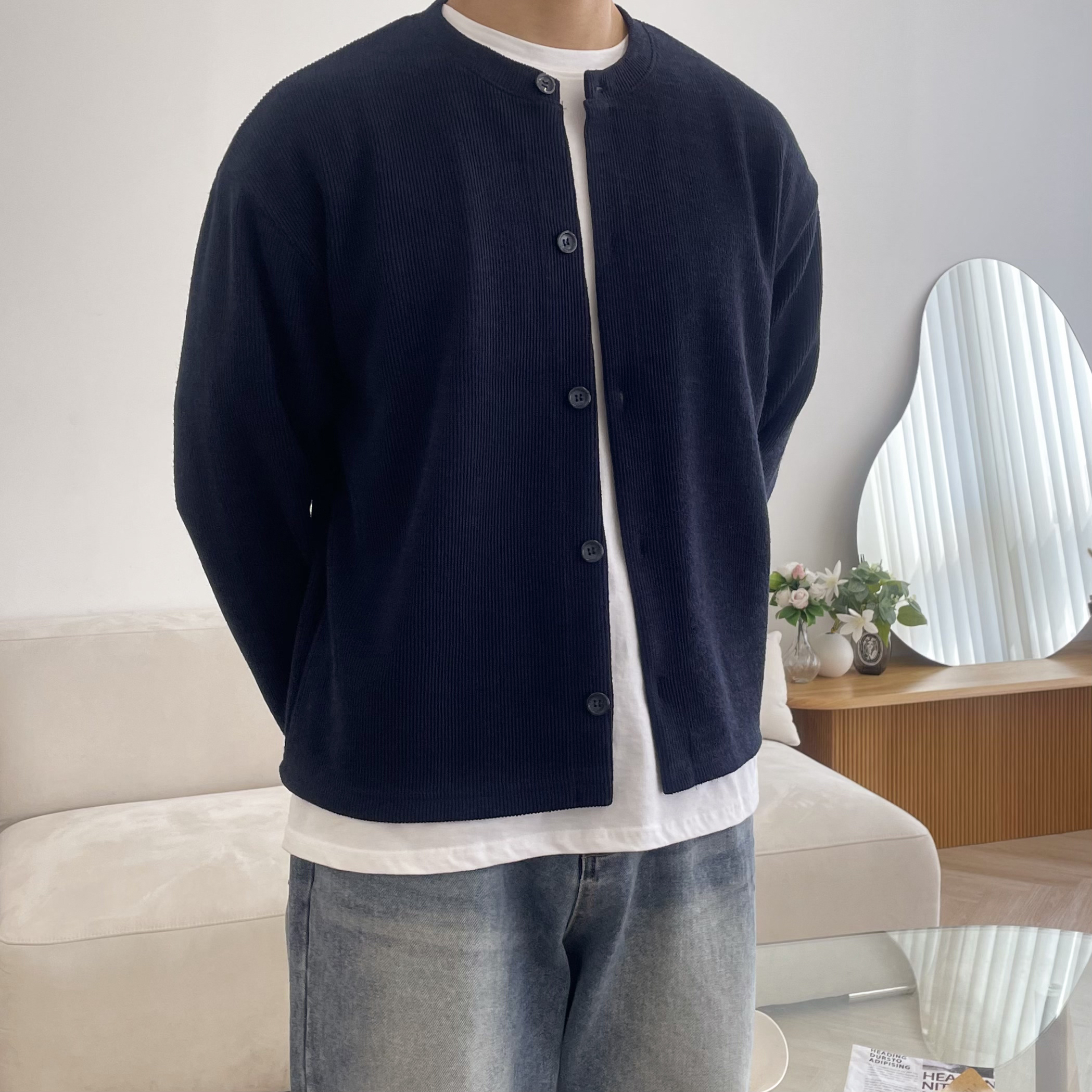남자라운드가디건 남자크롭가디건 - 상세 이미지 3