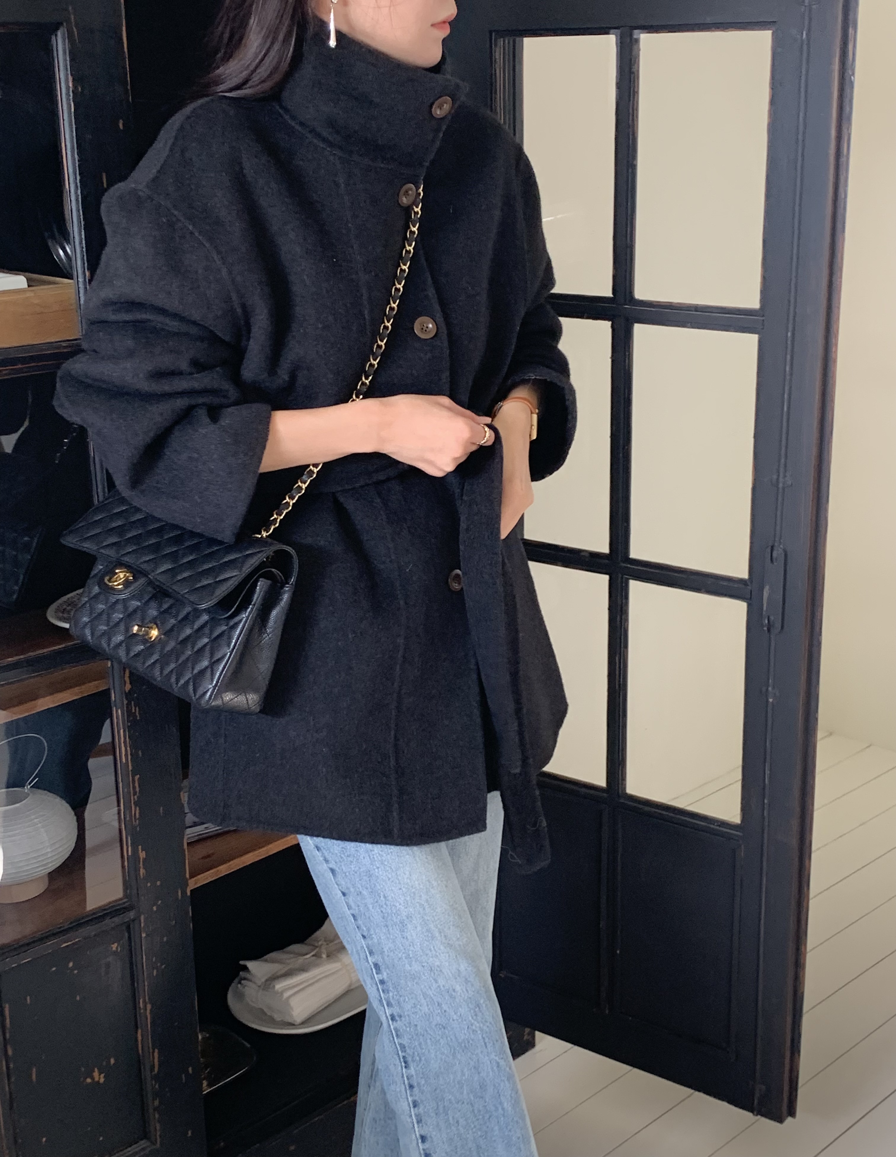 [겨울⛄️] 레닉스 하이넥 하프 핸드메이드 벨트 코트 / 코트,울코트,연말룩,겨울코트,롱코트,하객룩,겨울아우터,시즌오프쿠폰적용상품,시즌오프클리어런스,하프코트,크리스마스 상세 이미지 11