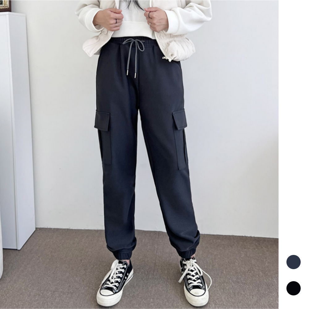조그팬츠 기모 고무줄 밴딩 여성 겨울 카고 조거 조커 바지 - 상품 이미지