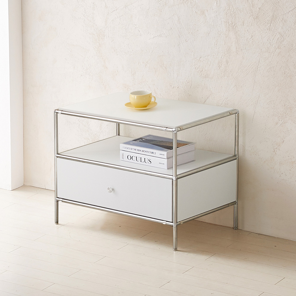 이노센트 스틸라 미드센츄리 675 낮은 모듈 거실장 선반형 104757, 화이트