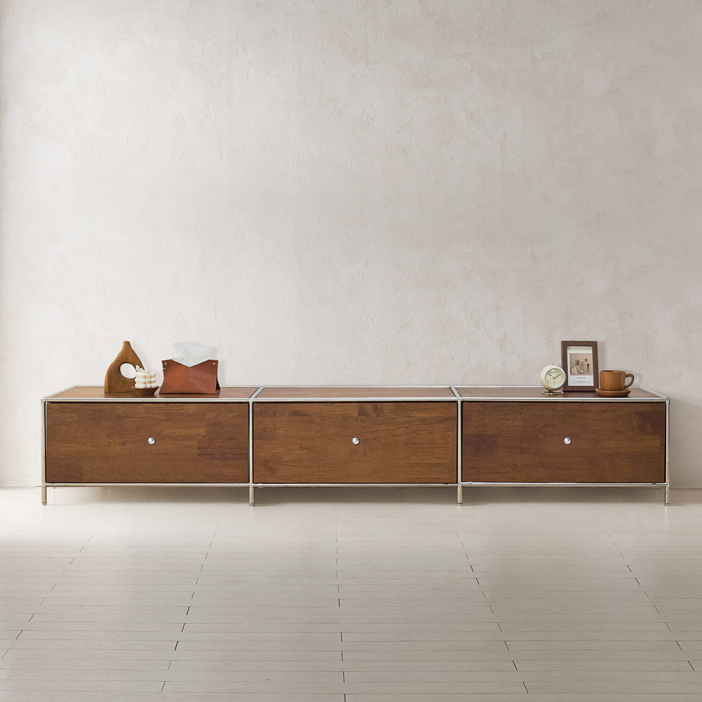 이노센트 스틸라 원목 미드센츄리 모듈 거실장 2100 1단 서랍형 i104776, 월넛