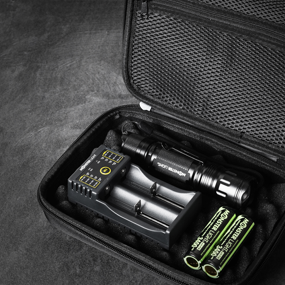 몬스터라이트 휴대용 하드 케이스 캠핑 LED 후레쉬 수납 가방 랜턴 조명 공구