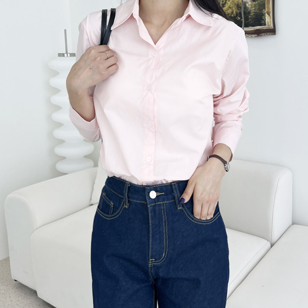 면접용블라우스 여성 긴팔 셔츠 레이어드 루즈핏 남방 이미지 7