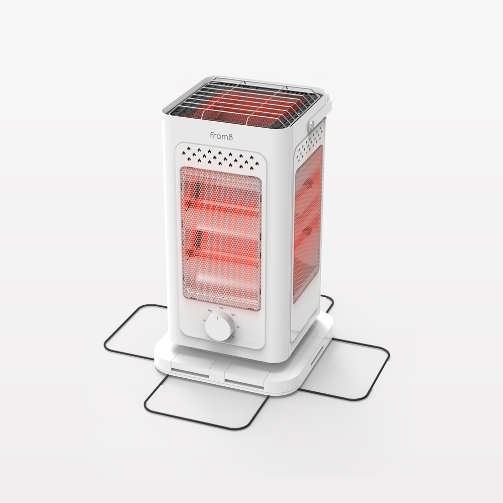 [와이드형 그릴 업그레이드] 프롬비 오방난로 전기히터 사무실 전기난로 가정용 난방기 FE241 화이트