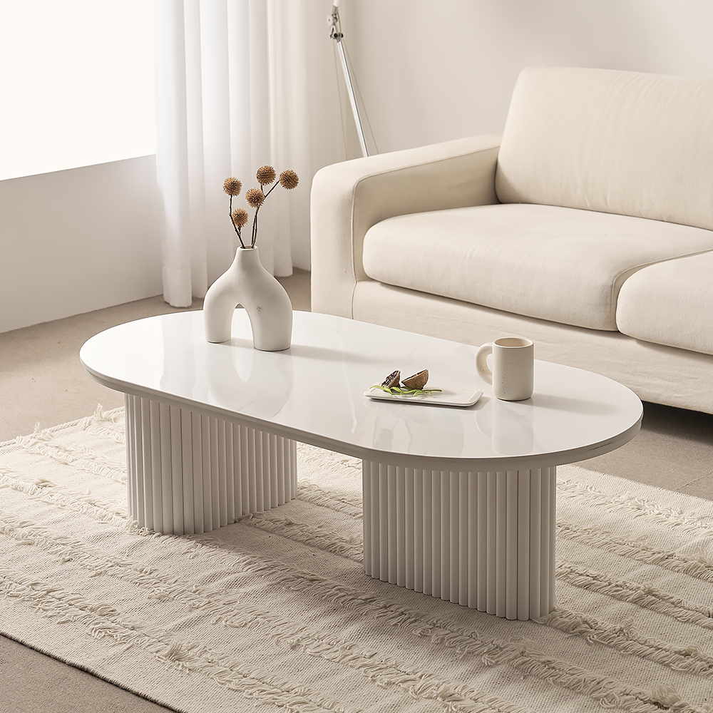 보루네오 마르체 몽스 세라믹 템바보드 타원형 좌식 낮은 거실 소파테이블 1200 BVD012C