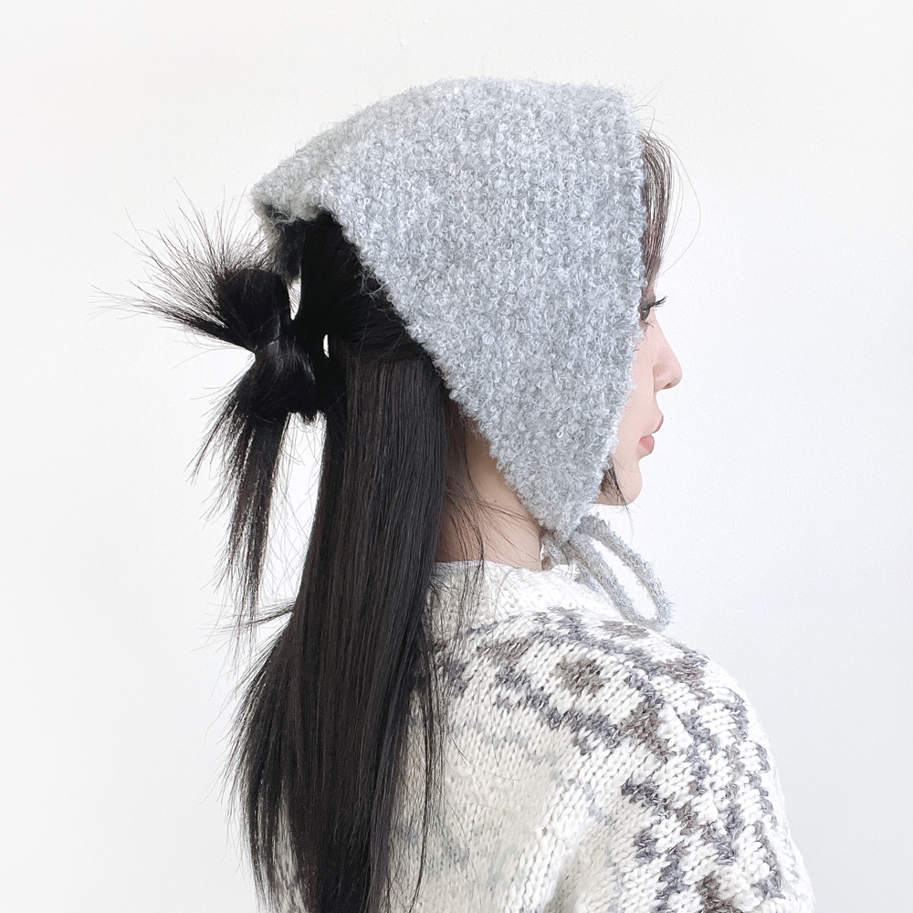 르 부클 여성 겨울 방한 털 귀마개 커치프 니트 보넷 귀도리