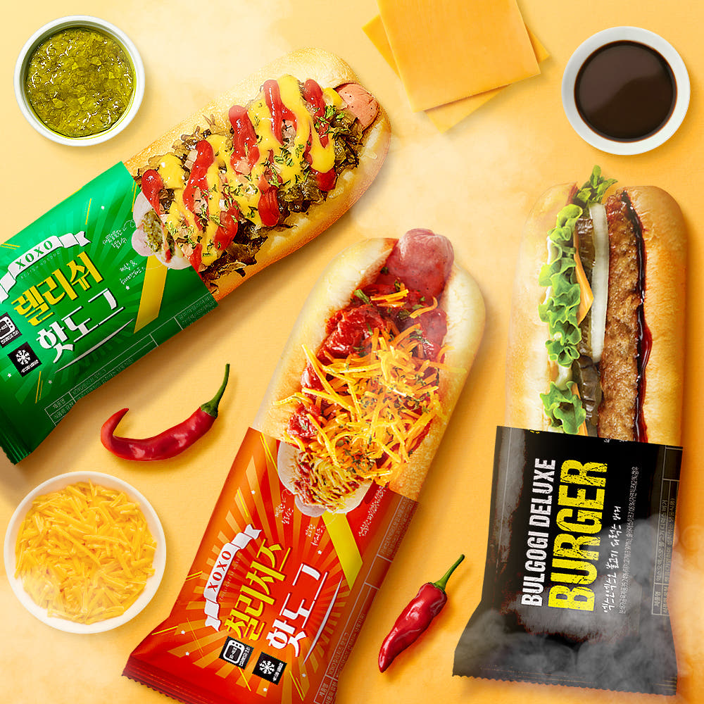 미국식 핫도그 렐리쉬/디럭스/칠리치즈 3종 10개