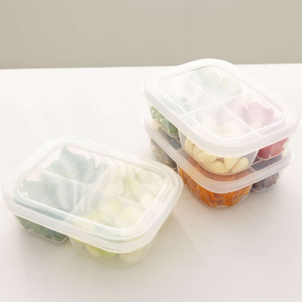 (3개세트) 냉장고 4칸 정리용기D 620ml 밀폐용기 - 메인 이미지