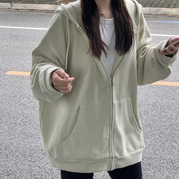 순면 고급 후드집업점퍼 오버핏 심플 캐주얼 질좋은원단 데일리 간절기 파스텔컬러 20종 - 상세 이미지 2