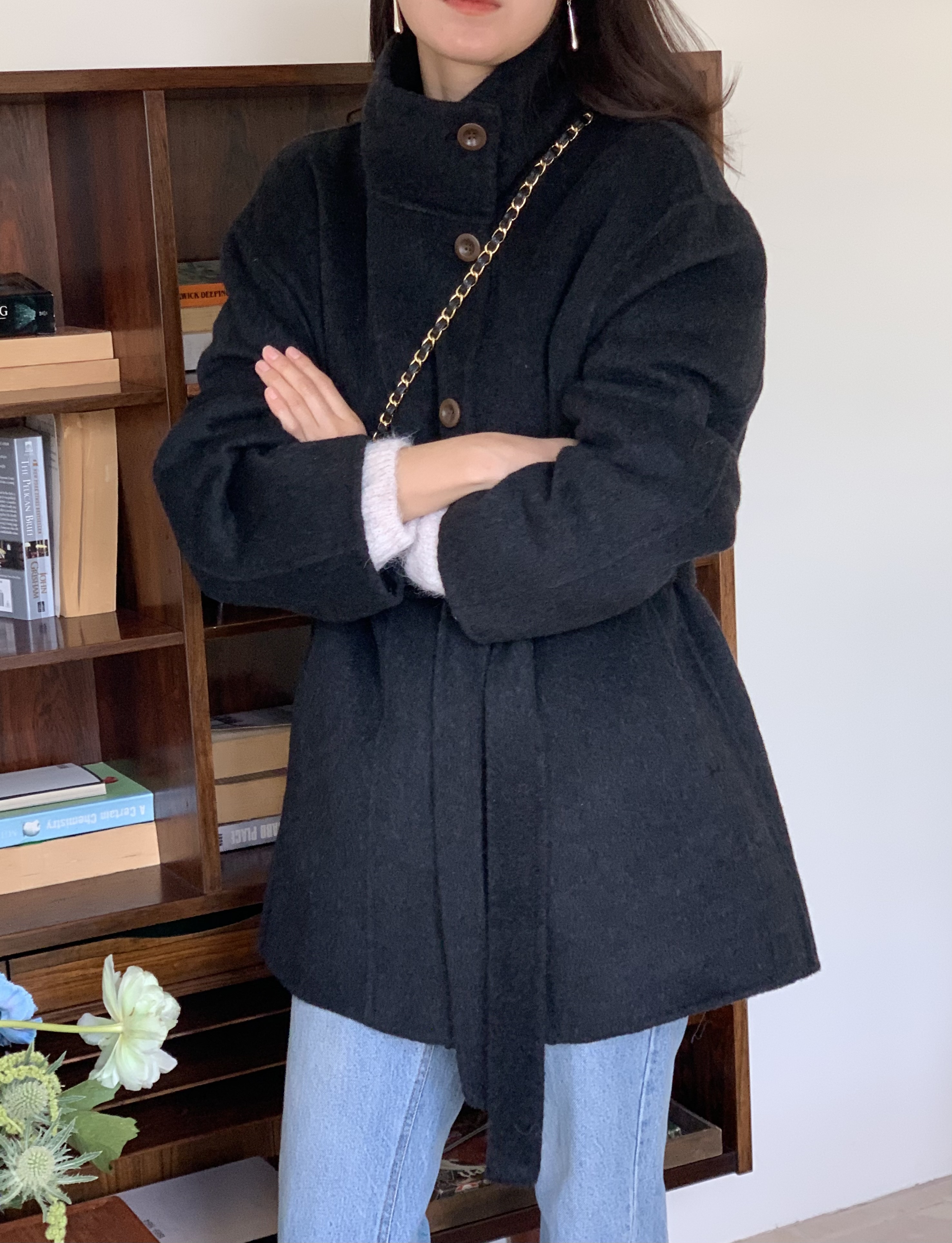 [겨울⛄️] 레닉스 하이넥 하프 핸드메이드 벨트 코트 / 코트,울코트,연말룩,겨울코트,롱코트,하객룩,겨울아우터,시즌오프쿠폰적용상품,시즌오프클리어런스,하프코트,크리스마스 상세 이미지 8