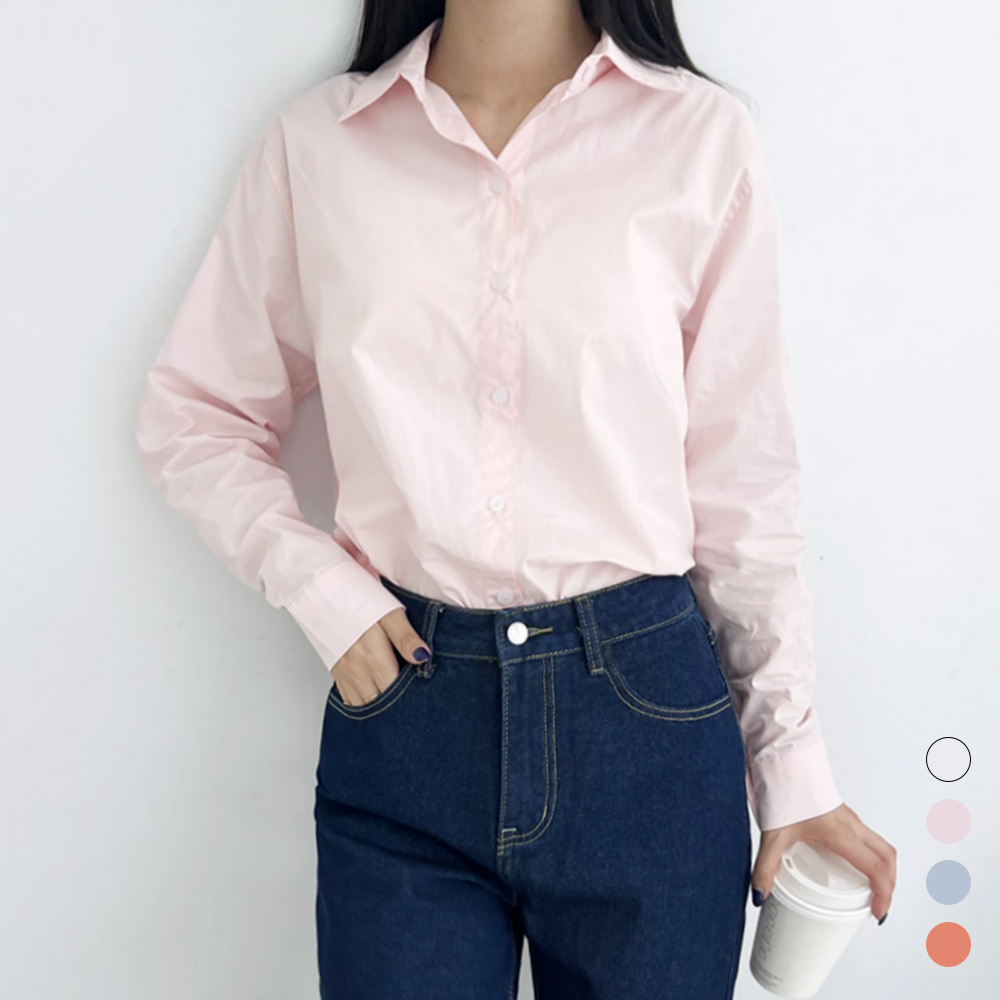 면접용블라우스 여성 긴팔 셔츠 레이어드 루즈핏 남방 - 메인 이미지