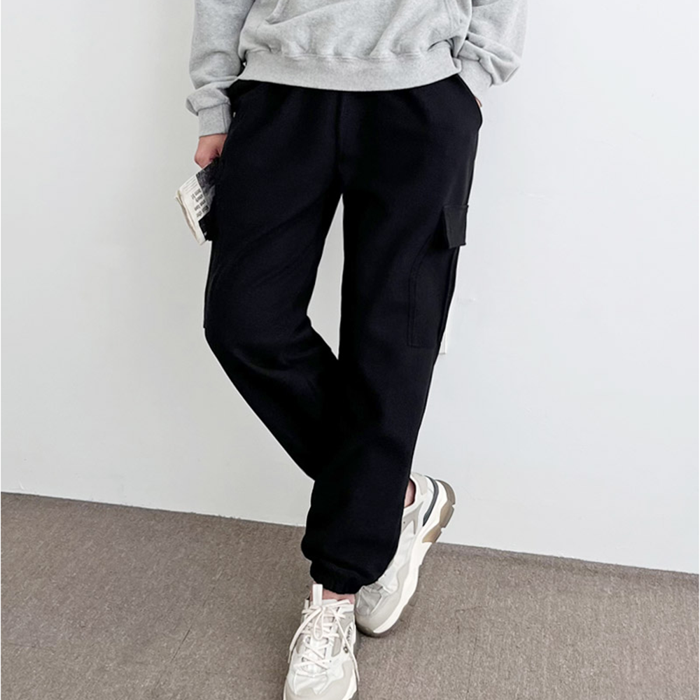 조그팬츠 기모 고무줄 카고 조거 겨울 남자 일 작업복 바지 - 상세 이미지 4